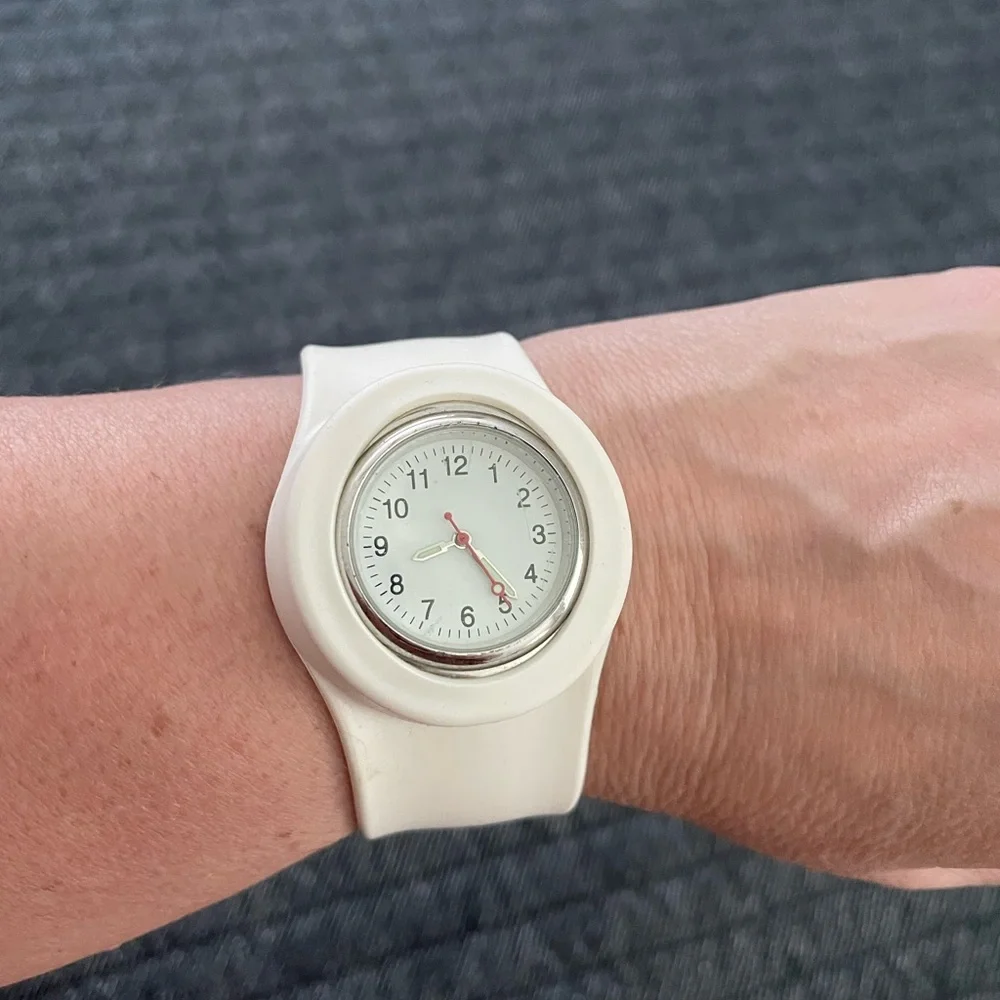 White Silicone Slap Watch with removable Time Piece